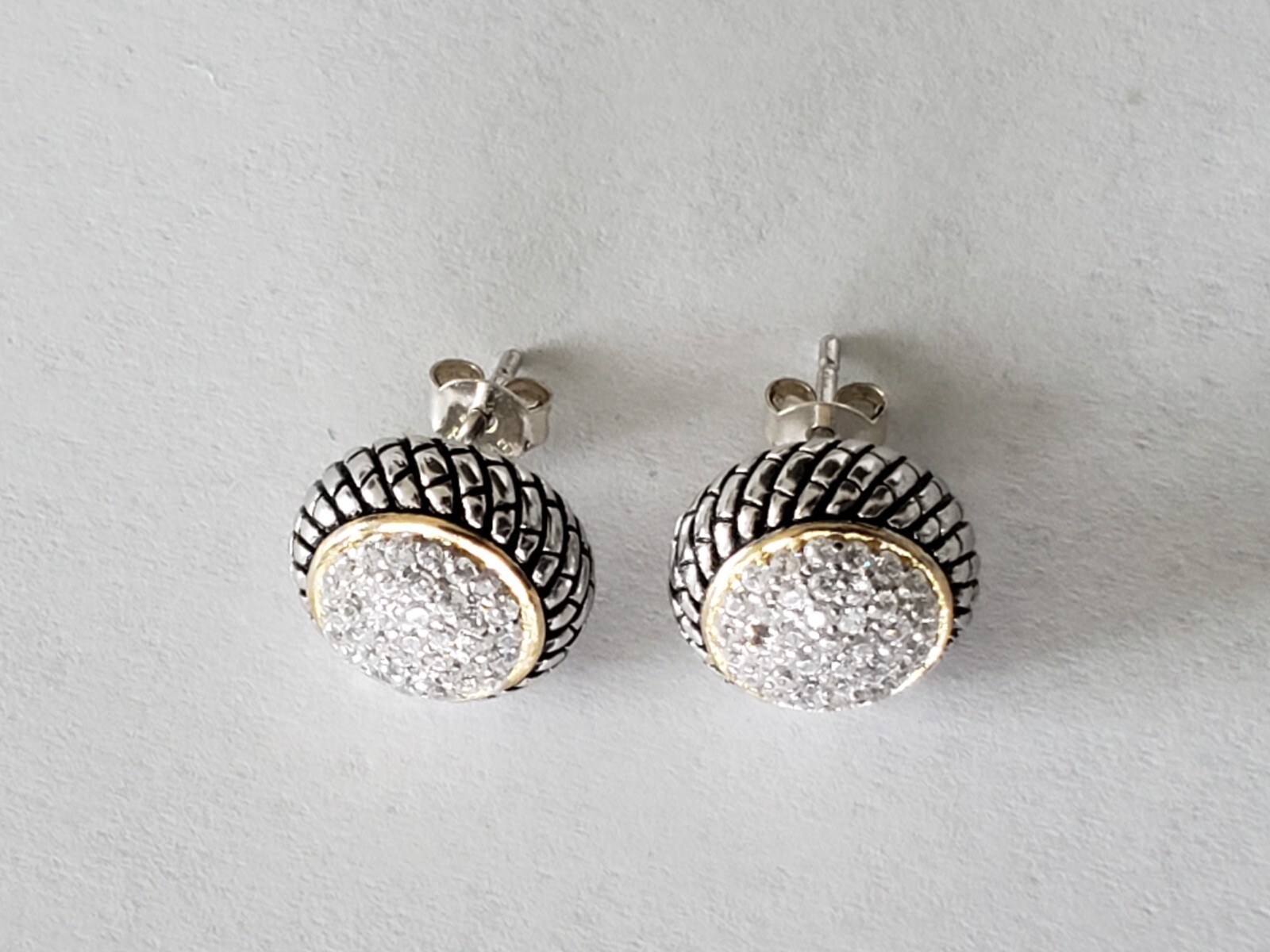 Sterling Silver CZ’s Cluster Round Stud Earrings – Missing Stone