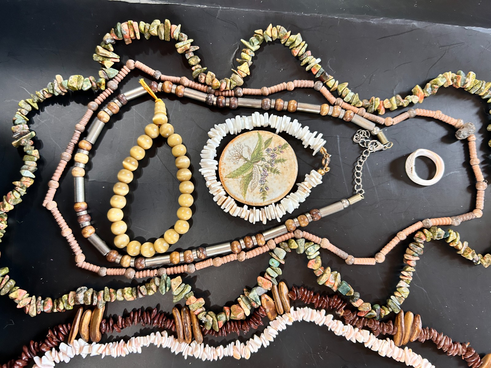 VTG Cottagecore 12 pc Jewelry Mix Nature Boho Necklaces Bracelets Ring Pendant