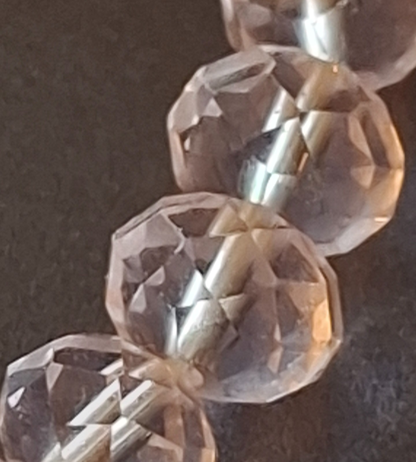Vintage Jewelry Rondelle Faceted Small Pink Crystal Beads Elastic Bracelet