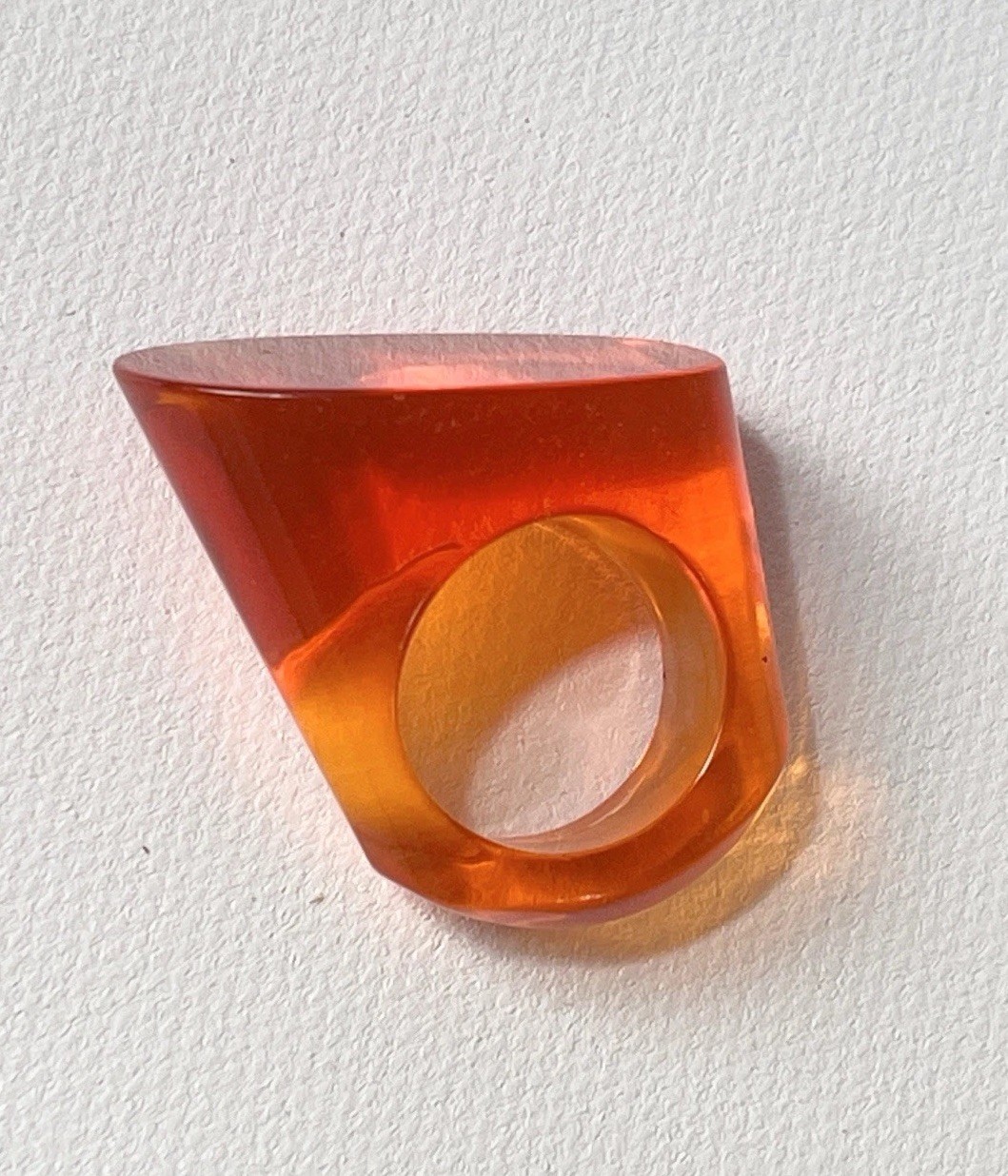 Vintage Lucite Ring Size 5.5 Oval Slanted Modern Chunky Statement Acrylic Orange