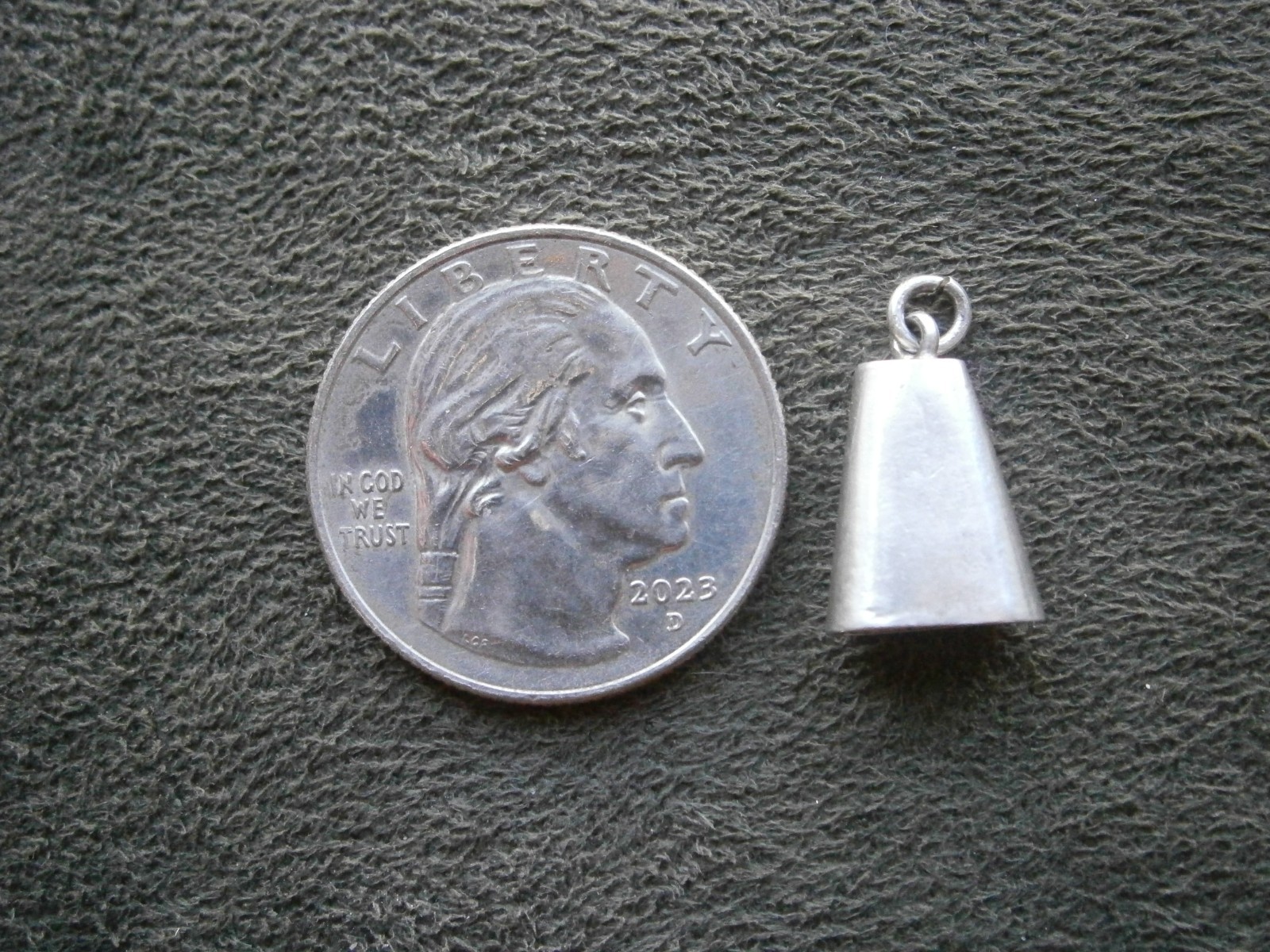 Sheep Cow Bell Plain Vintage Mexico Sterling Silver Bracelet Charm Pendant 1.0g