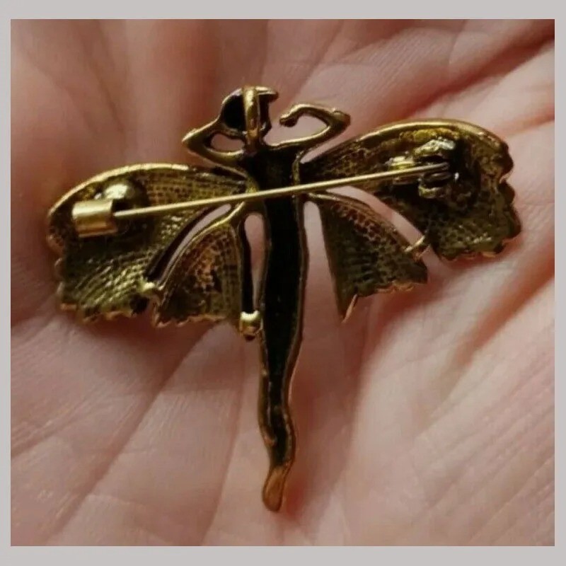 Vintage Fairy Nymph Brooch Pendant Antique Art Nouveau Shawl Pin for Women