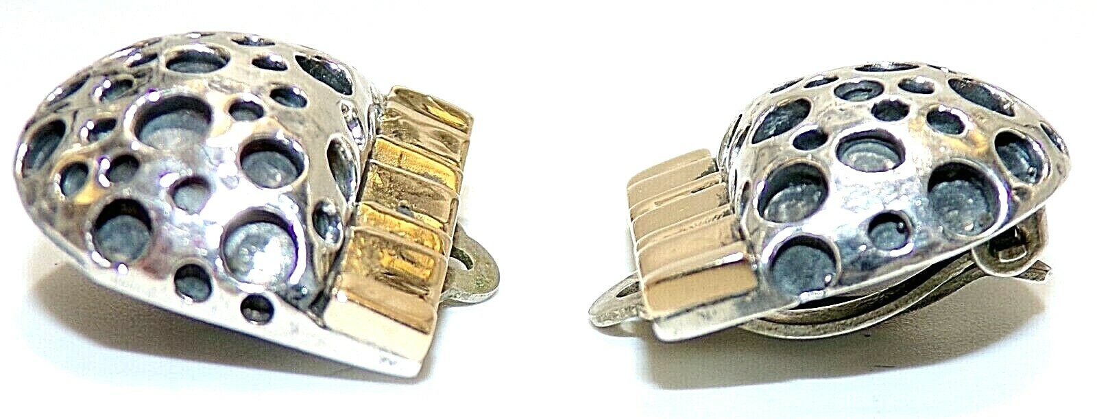 AMAZING DIAN MALOUF Signed 14K YELLOW GOLD & Sterling Silver CLIP ON EARRINGS