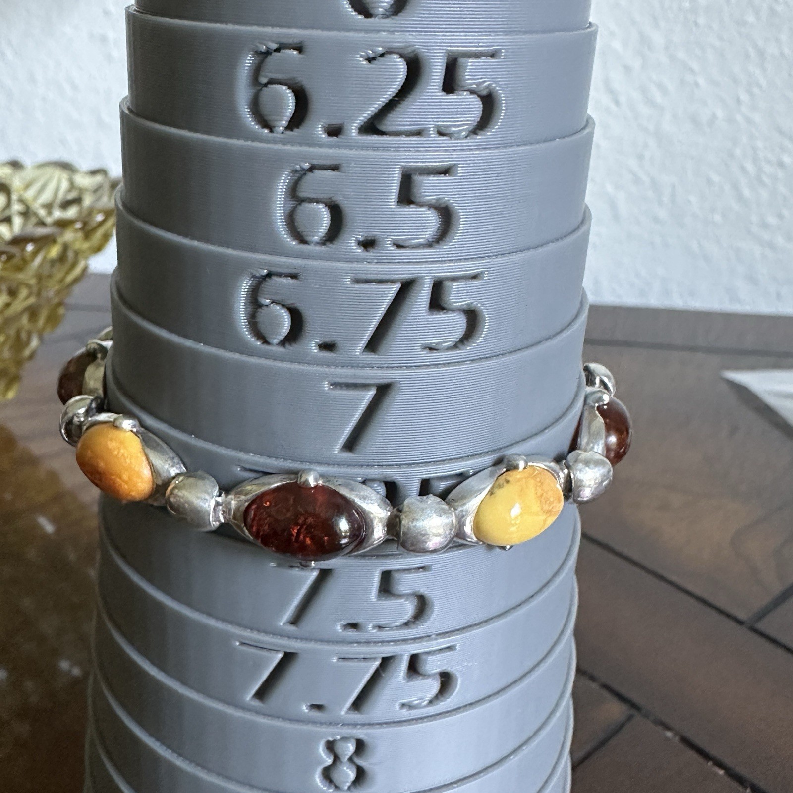 VTG Tennis Link Bracelet 7.25 inches Baltic Amber Egg Yolk 925 Sterling 14.9g