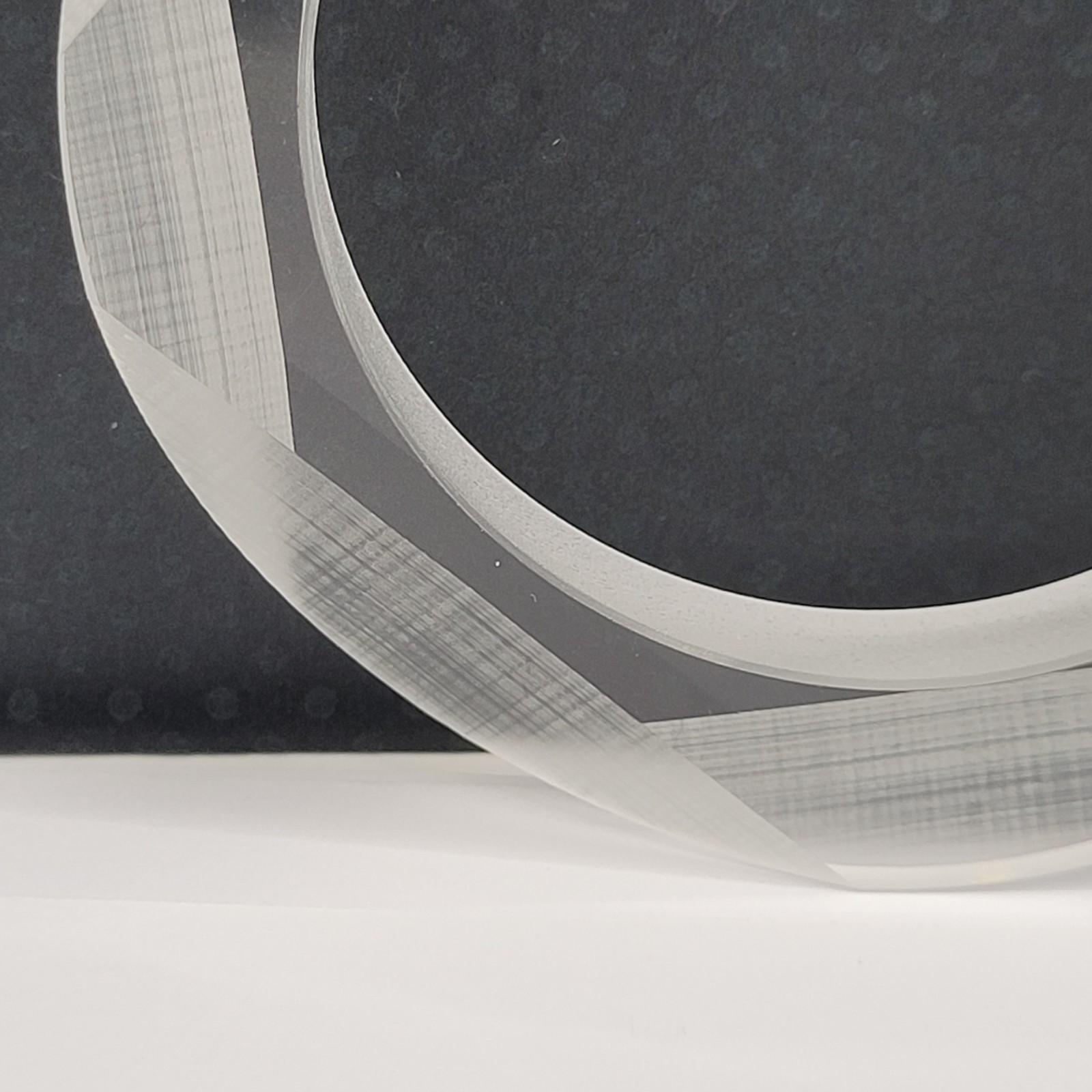 Clear and Frosted Laser Cut Angled Sides Acrylic Bangle Vintage Bracelet 8 Inch