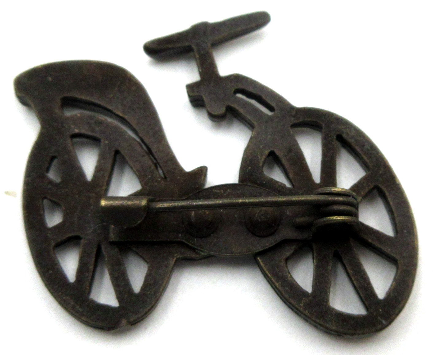 VTG BIKE BICYCLE BROOCH pin gold bronze tone shade metal biker men woman jewelry