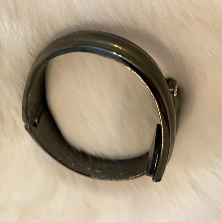 Fumi Grunge Bangle Bracelet Gunmetal Tone Rhinestone Gothic Rave Witchy 7760