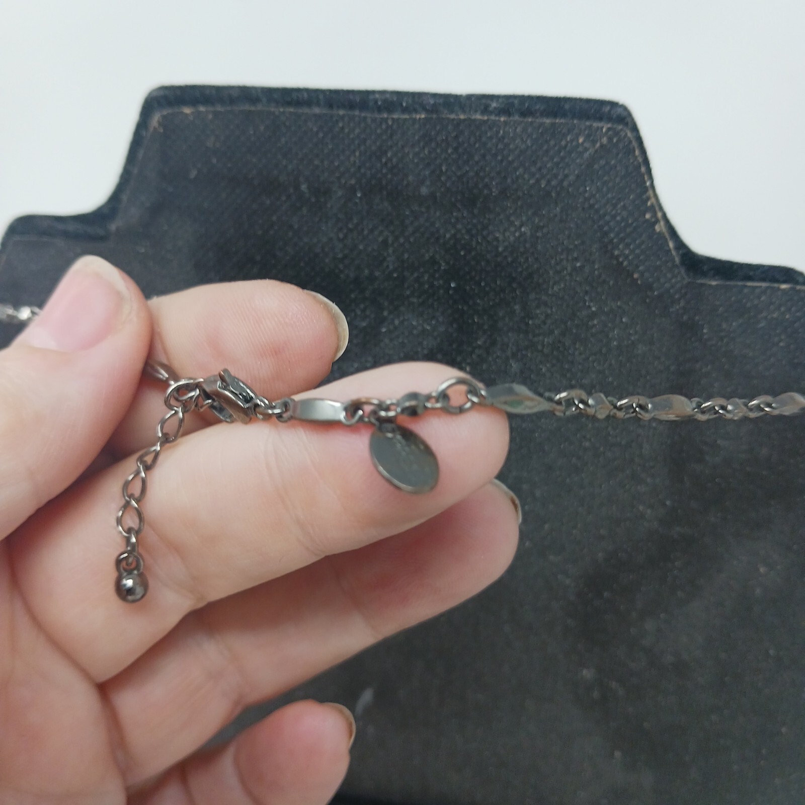 Express Gunmetal Tone Bar Link Ball Filagree Openwork Bead Station Necklace J8Db