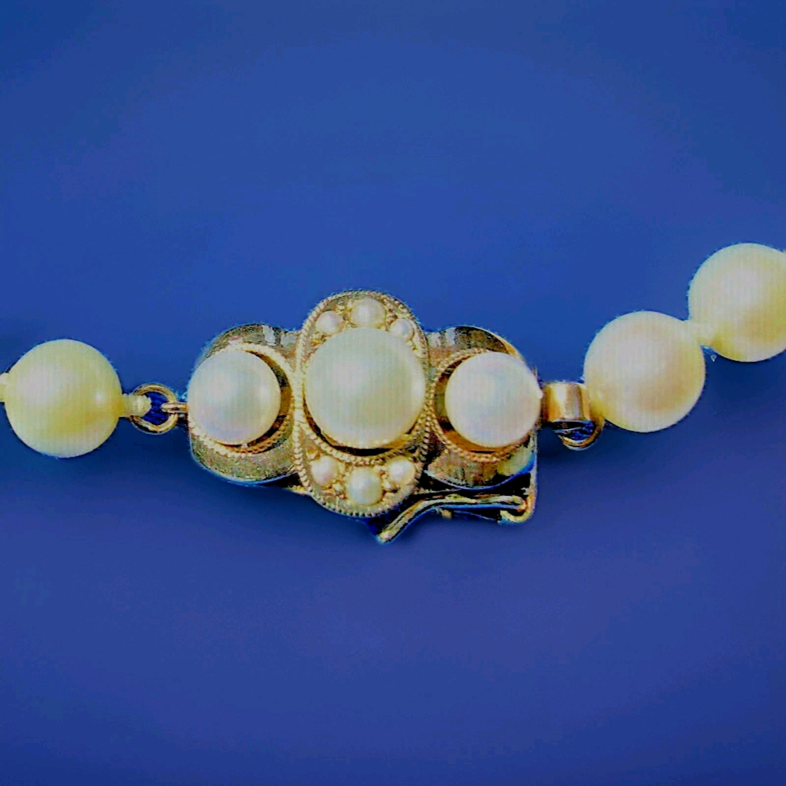 Original Vintage PEARL NECKLACE CHOKER Solid 14K GOLD Art Deco GATSBY ERA CLASP
