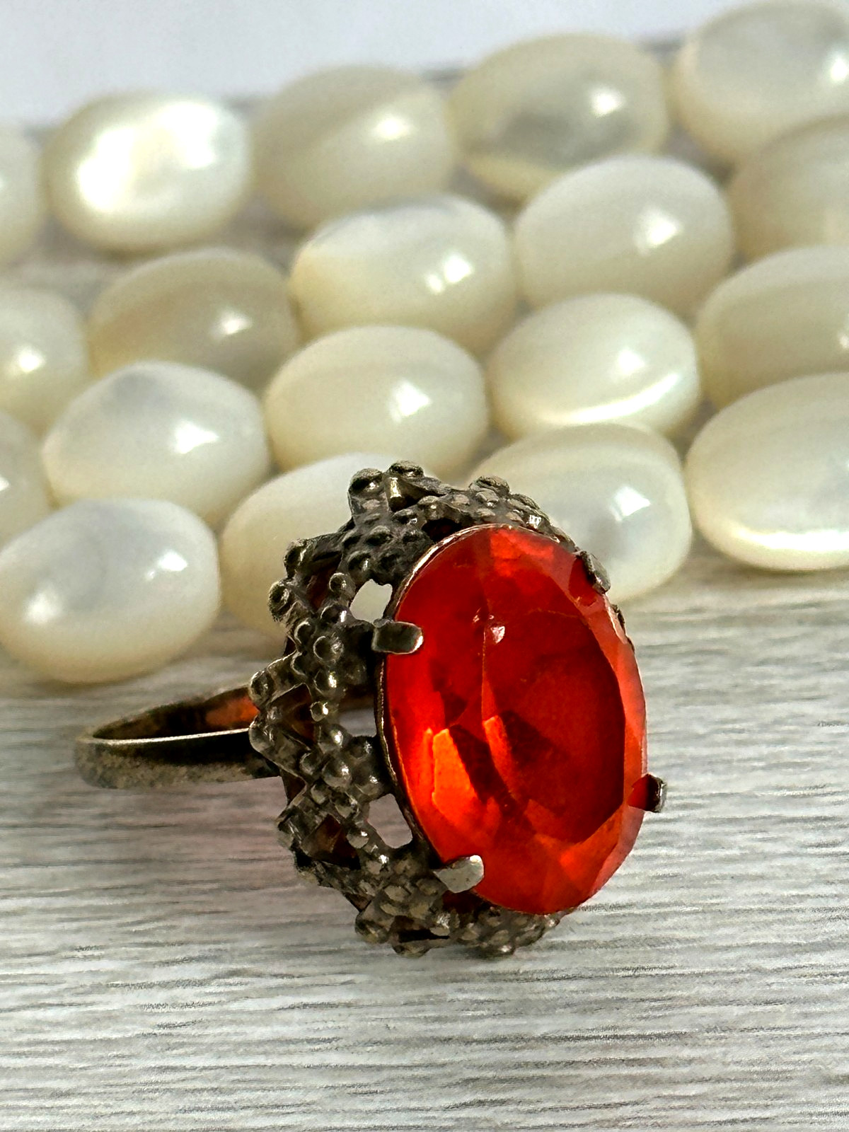 vintage woman RING soviet SILVER 875 star “Sudarushka” girl openwork crown USSR