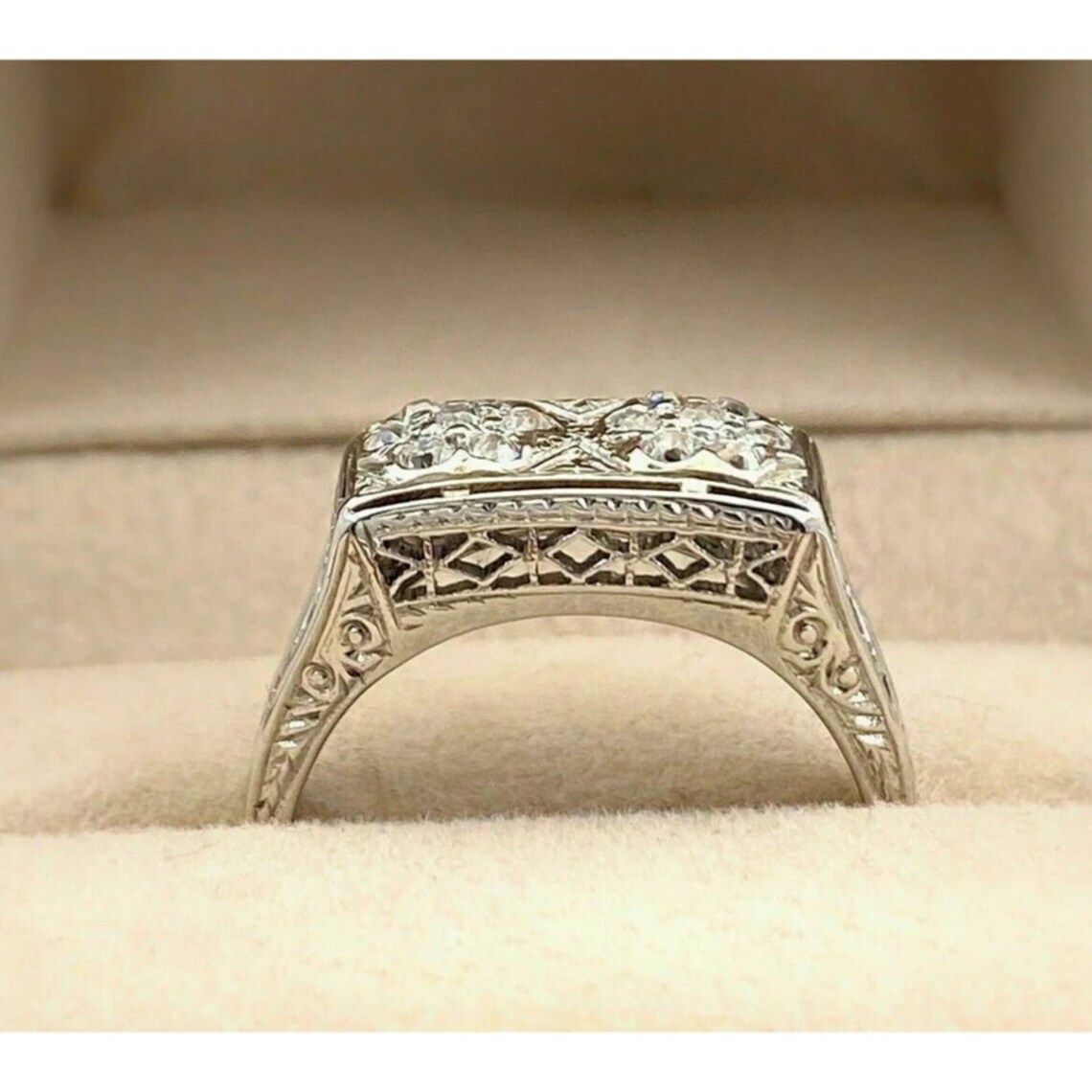 1/2CTW White Round Cut CZ Antique Style Art Deco Engagement Ring In 925 Silver