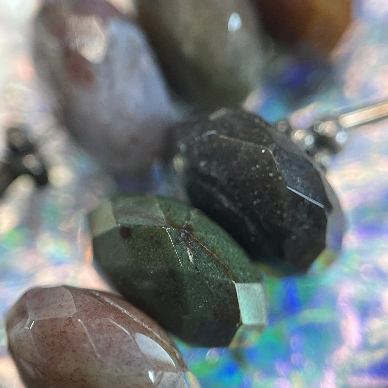 Vintage 18” Faceted Agate Necklace With Sterling Closure
