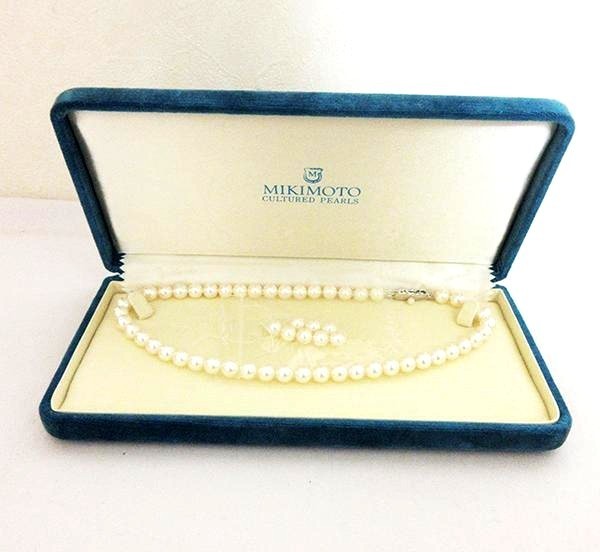 Vintage MIKIMOTO Akoya Pearl 7.0-7.2mm 49+8P Silver Beaded Necklace w/Case