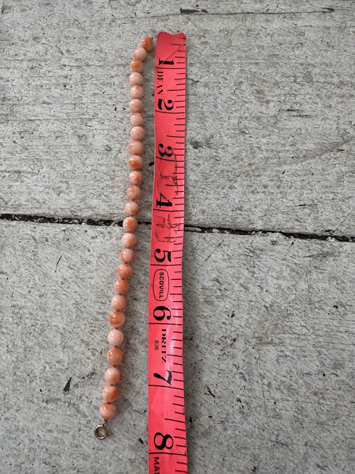 Vintage Genuine Angel Skin Coral Pearl And 14k Bead Necklace With Bracelet