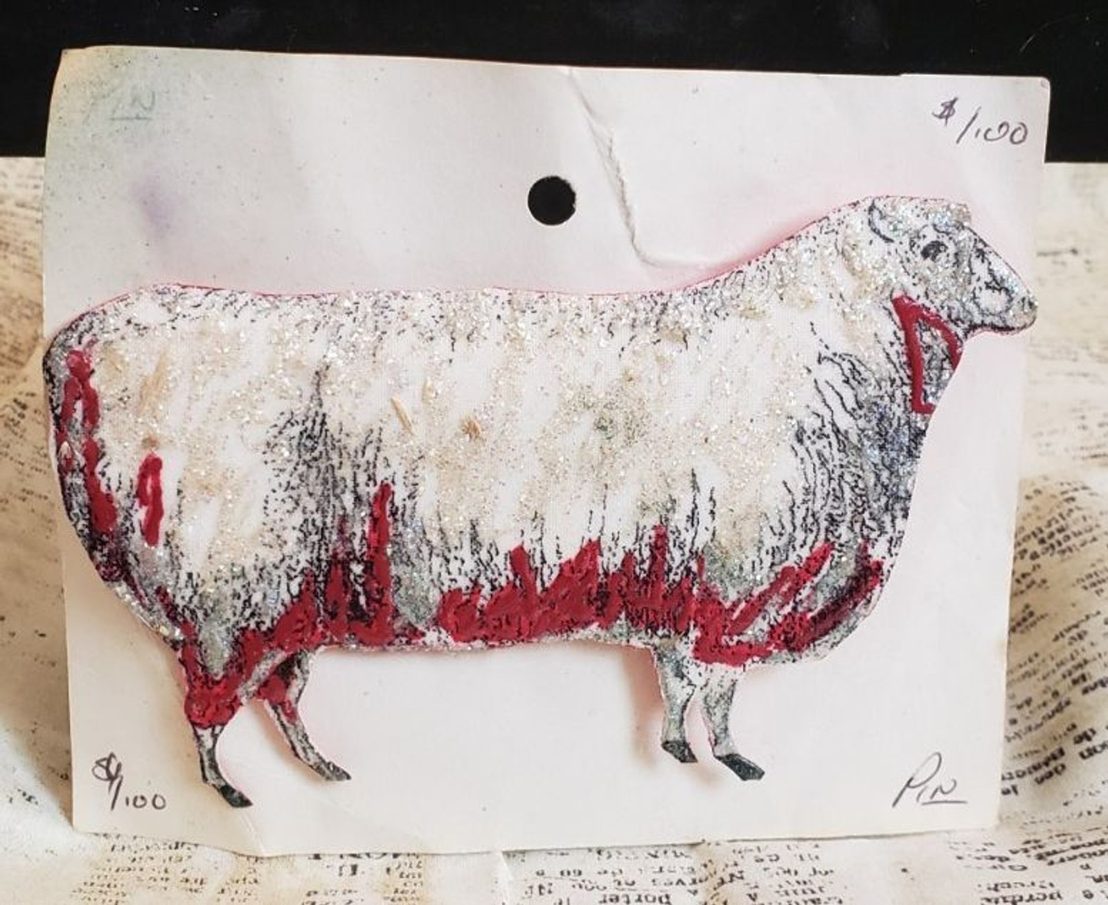 Vintage 1990’s – Large Handmade Kitschy Fat Sheep – Unique, Whimsical, Quirky