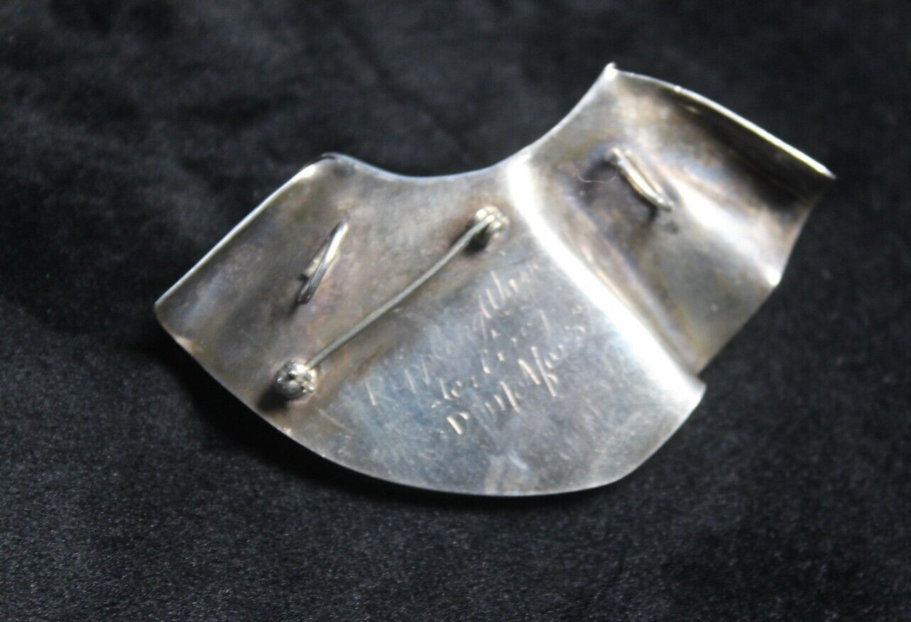 Donna McAfee 1987 Rippling Wave Sterling Silver Enamel Modernist Brooch Pendant