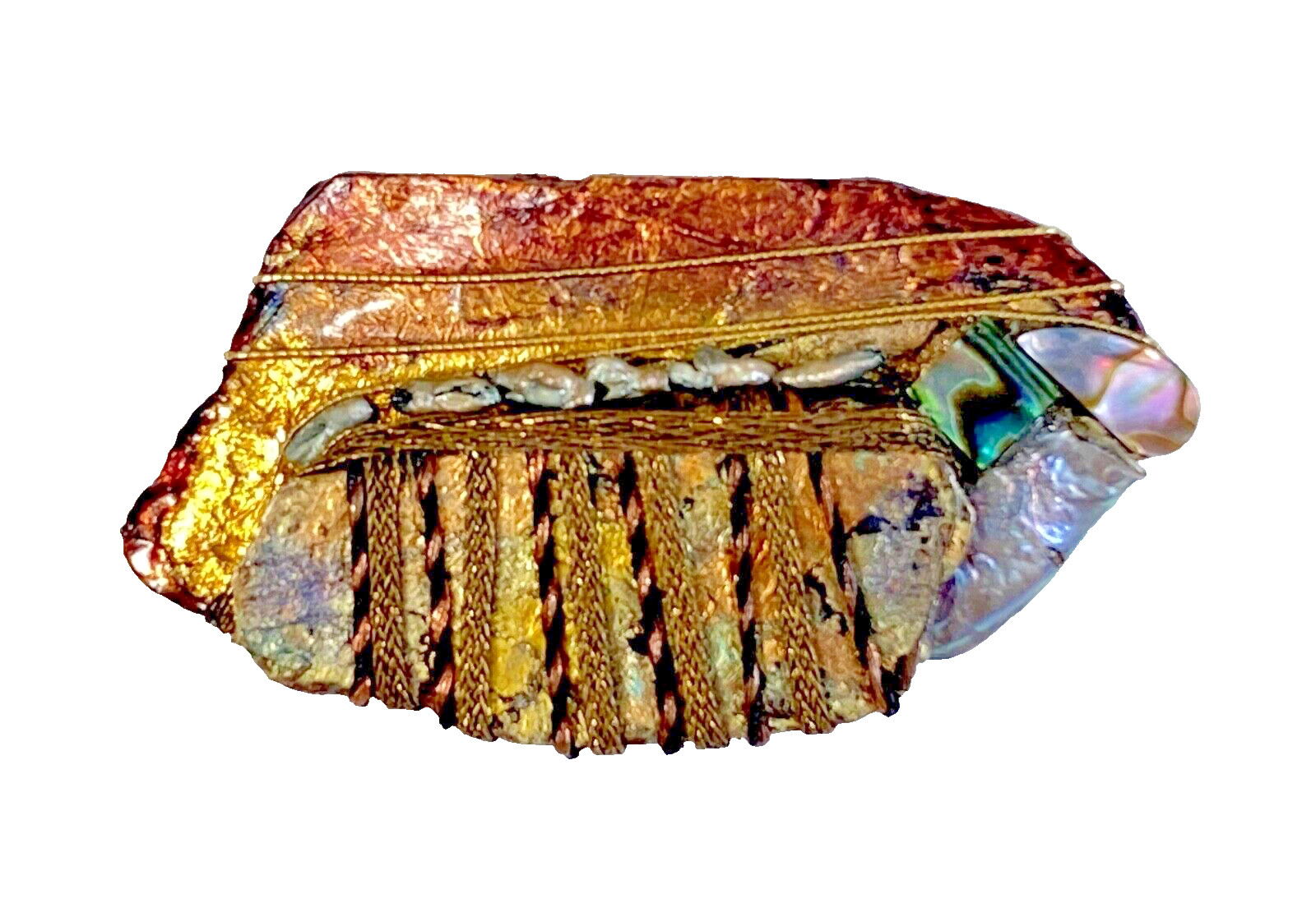 Vintage 1980’s-1990’s UNIQUE handmade found object subtle rainbow pin brooch