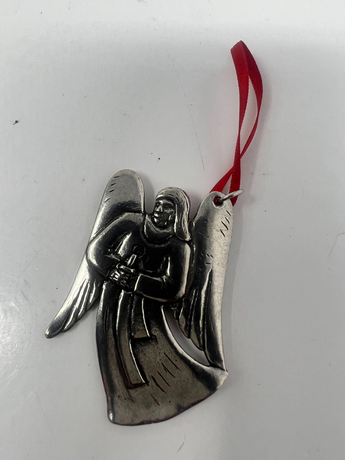 VINTAGE SIGNED HAVSTAD TINN NORWAY PEWTER ANGEL PENDANT or ORNAMENT