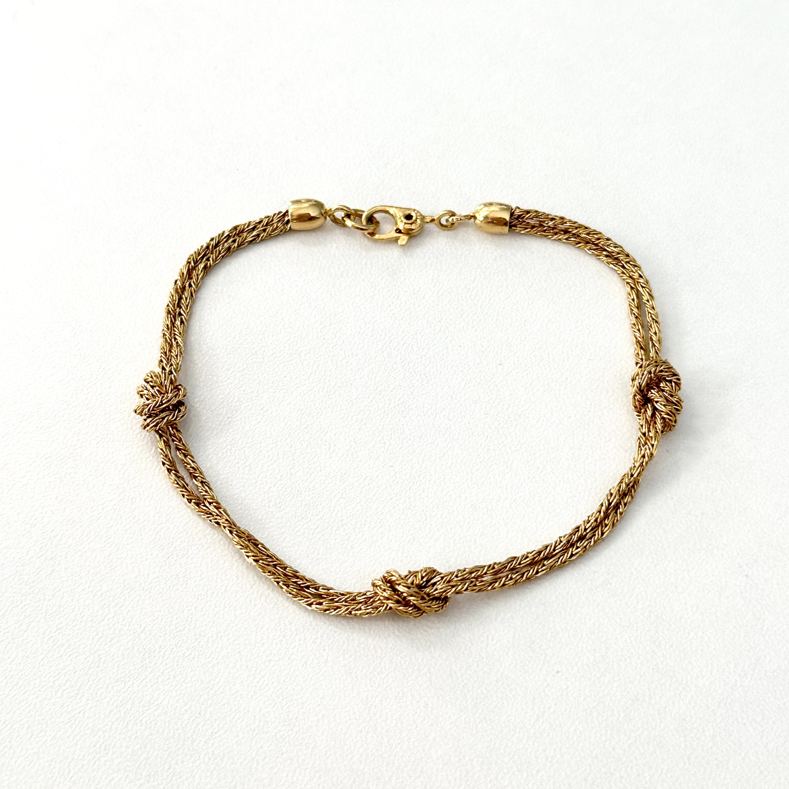 Vintage Gold Tone Rope Twist Knot Double Strand Necklace Bracelet Matching Set