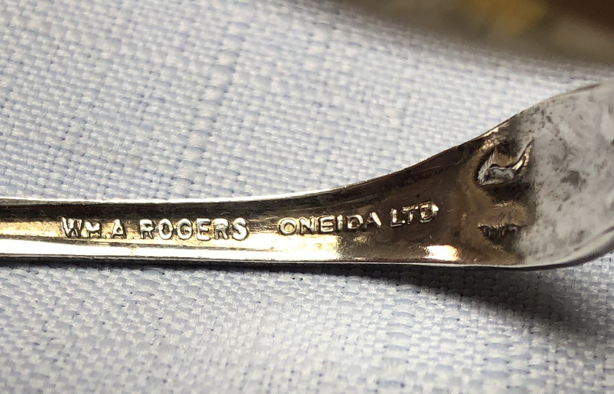 Vintage (2) WM.A. ROGERS ONEIDA LTD. Double Spoon Floral Cuff Bracelets