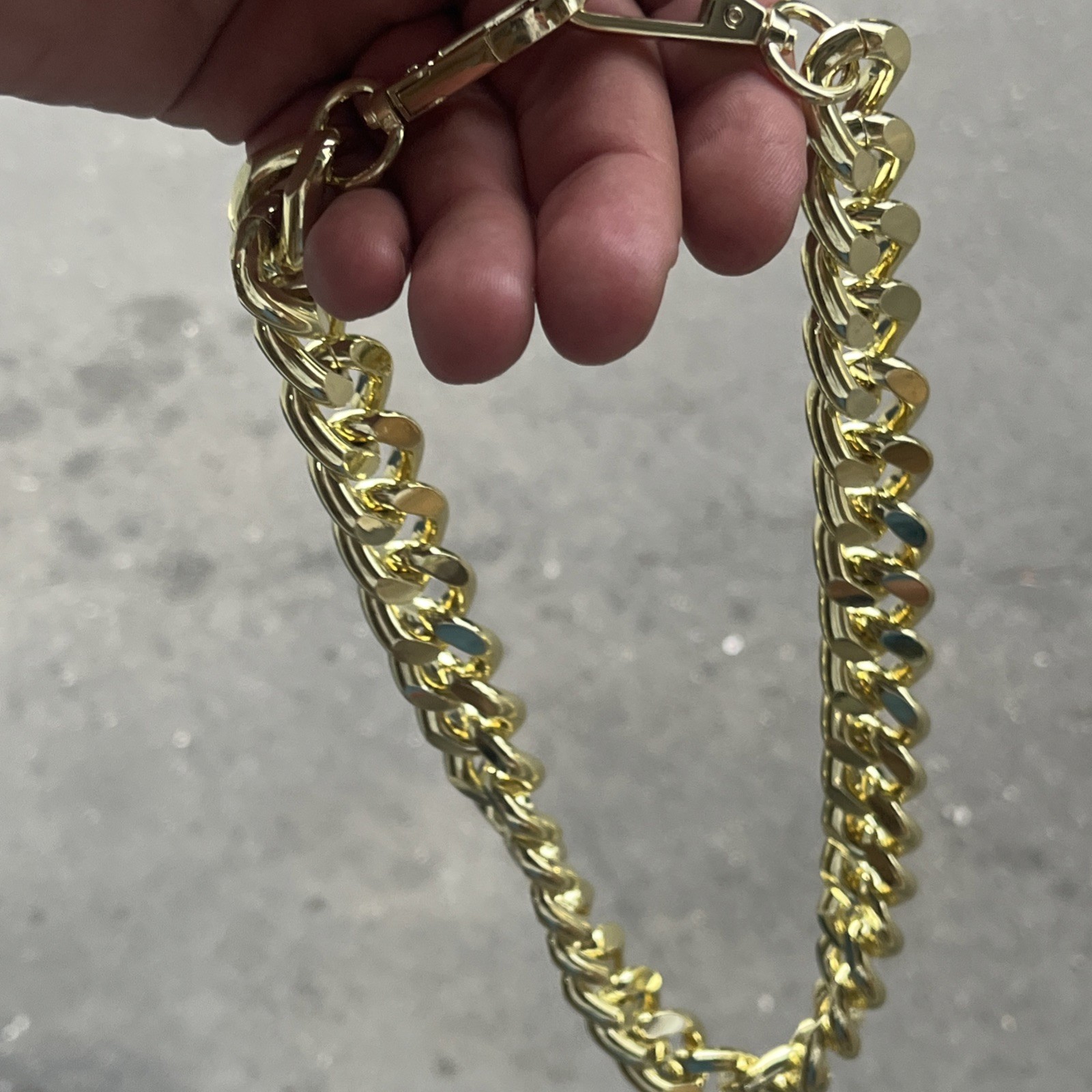 Yellow Gold Plate 20mmmm Wide Thick Curb Adjustable Link Chain Necklace