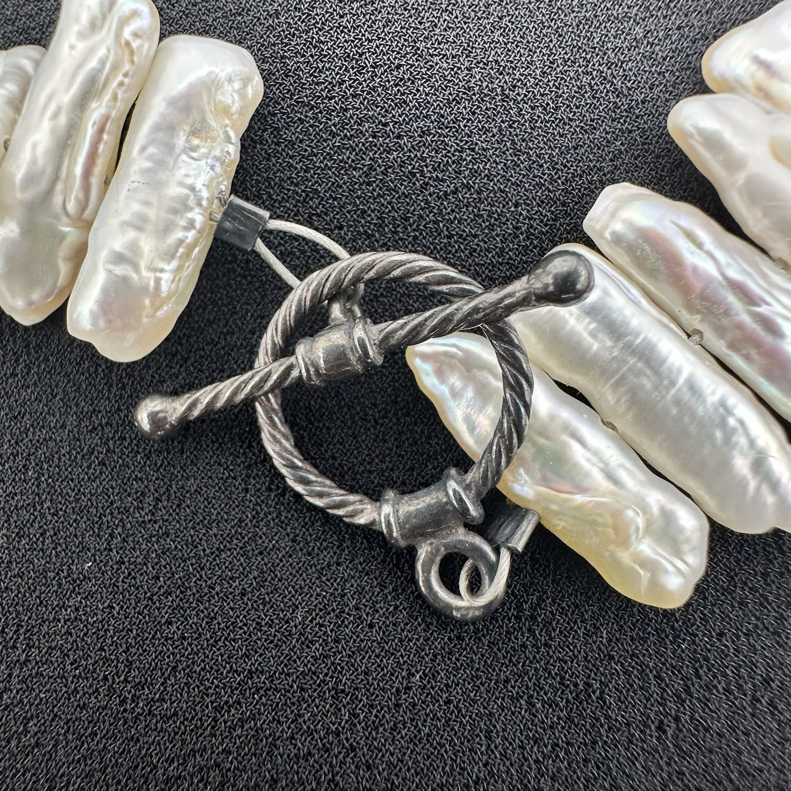 Vtg Pippa Baroque Stick Pearl Necklace Sterling Silver 18 Inch Artisan Statement