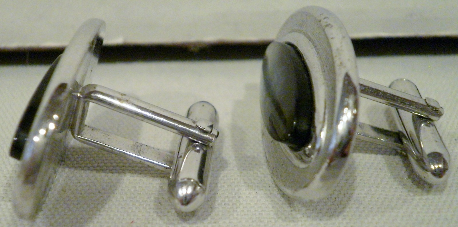 Vintage Swank Silver Tone Tie Bar Clip and Cuff Links Gray Stone
