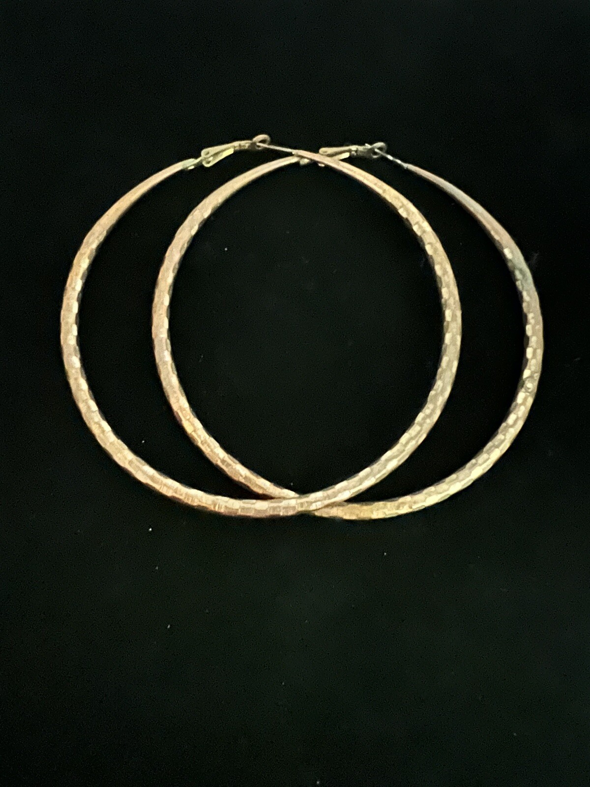 Vintage Coppertone Large Hoop Pierced Textured Earrings 3 1/2” Diameter