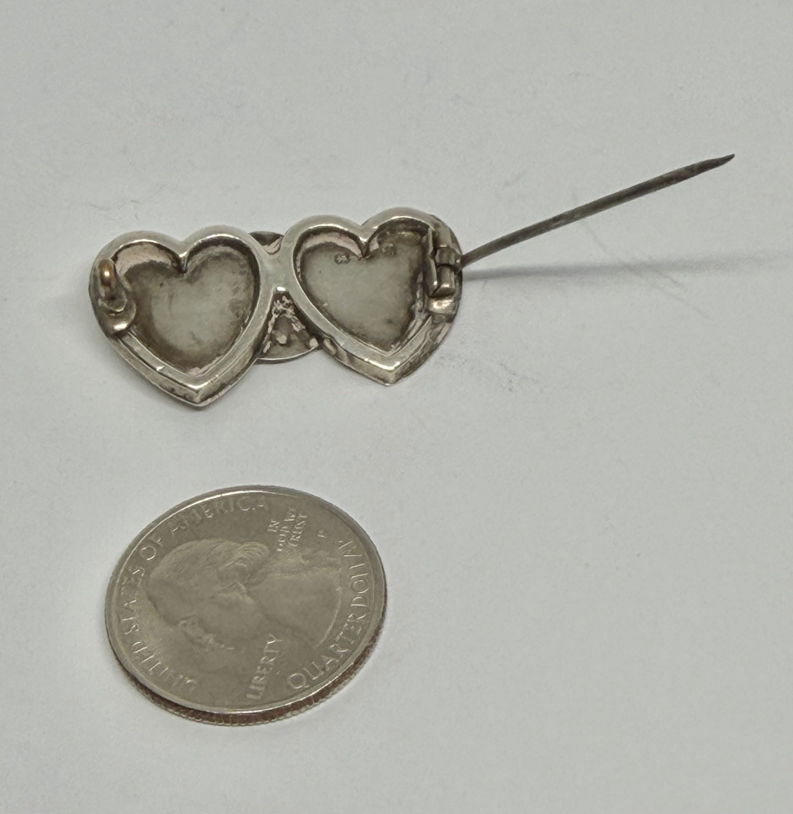 Antique Victorian Queen’s Jubilee Double Hearts & Victorian Bust Sterling Brooch