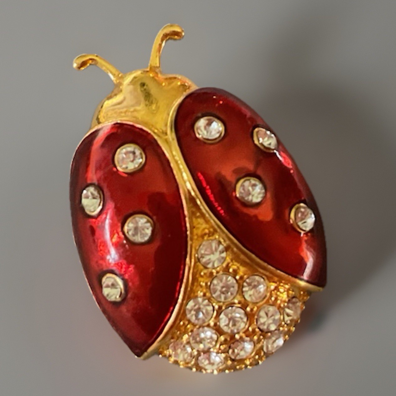 HTF Retired Gold Plated DAR Ladybug Pendant Pin By GARNAY