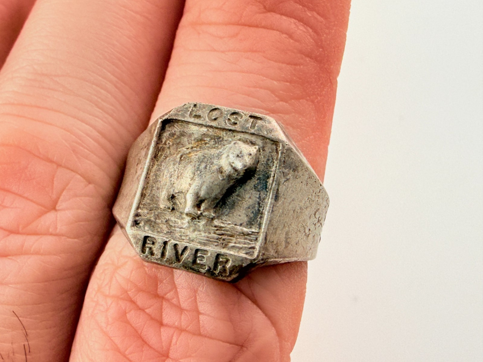 Vintage Robbins Co Attleboro Sterling Silver Lost River Souvenir Adjustable Ring