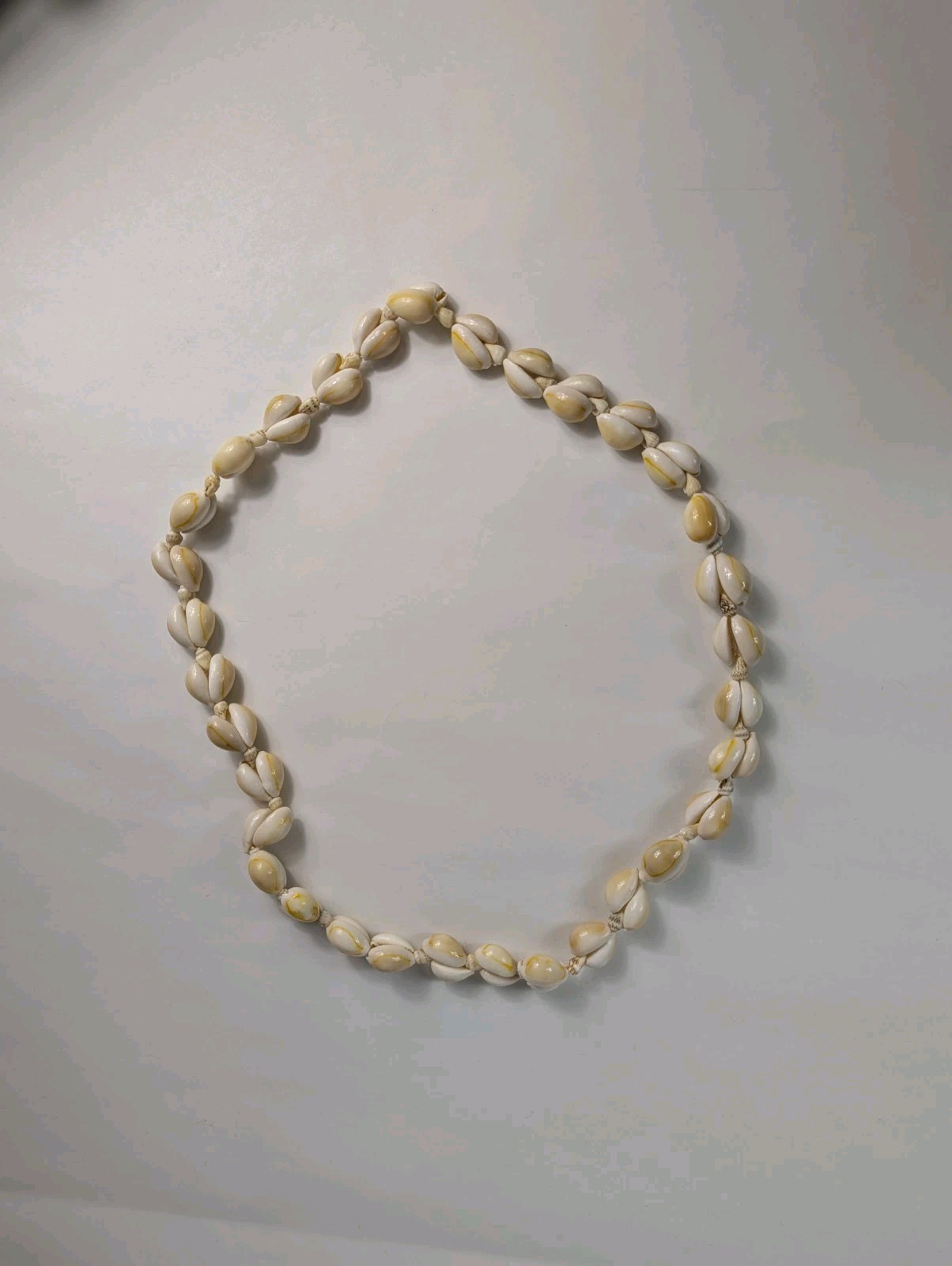 Vintage Hand Knotted Polished Large Sea Shell Beaded Long Necklace Unique Design