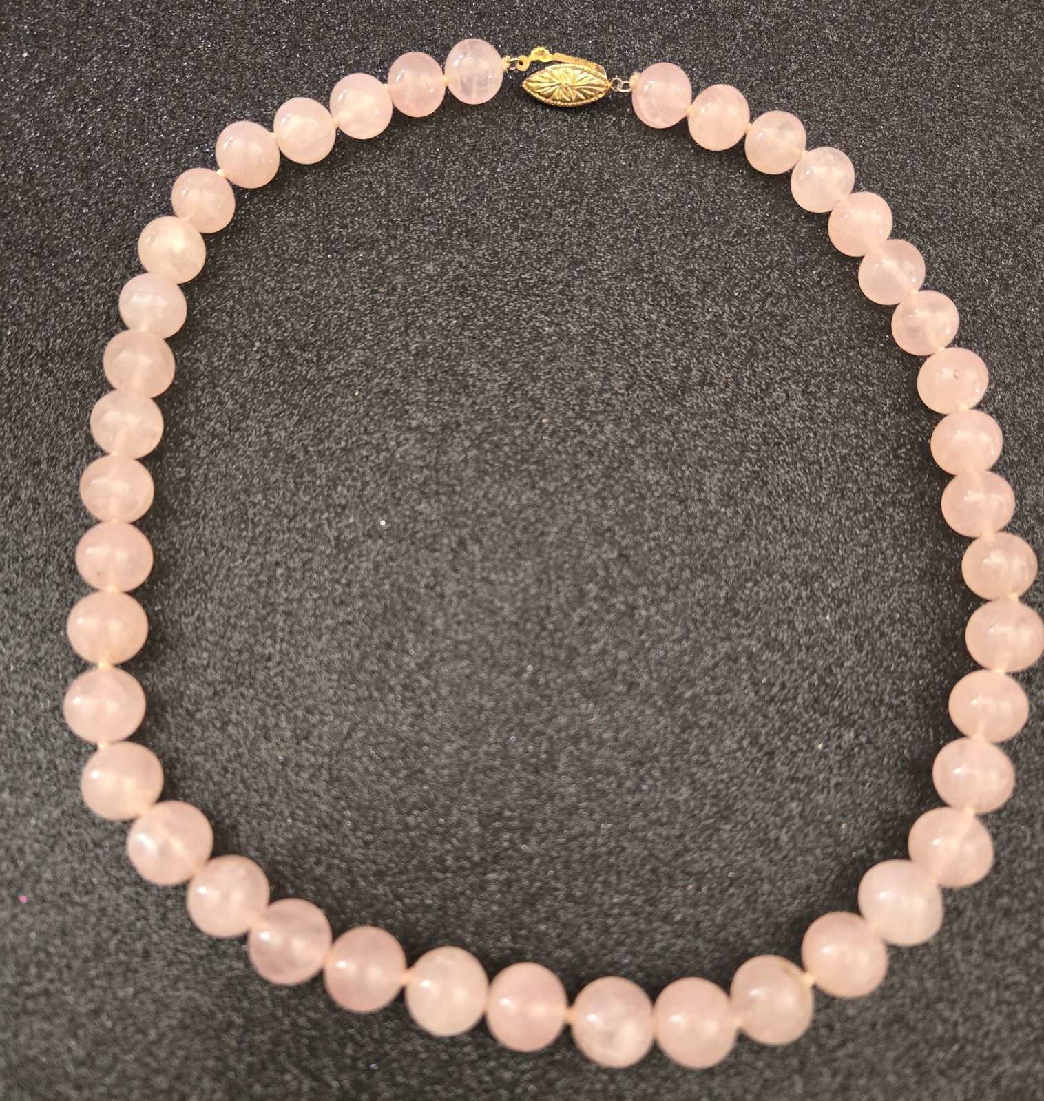 Rose Quartz Beaded Necklace Knotted Single Strand 18inch Long Pink Stone Jewelry