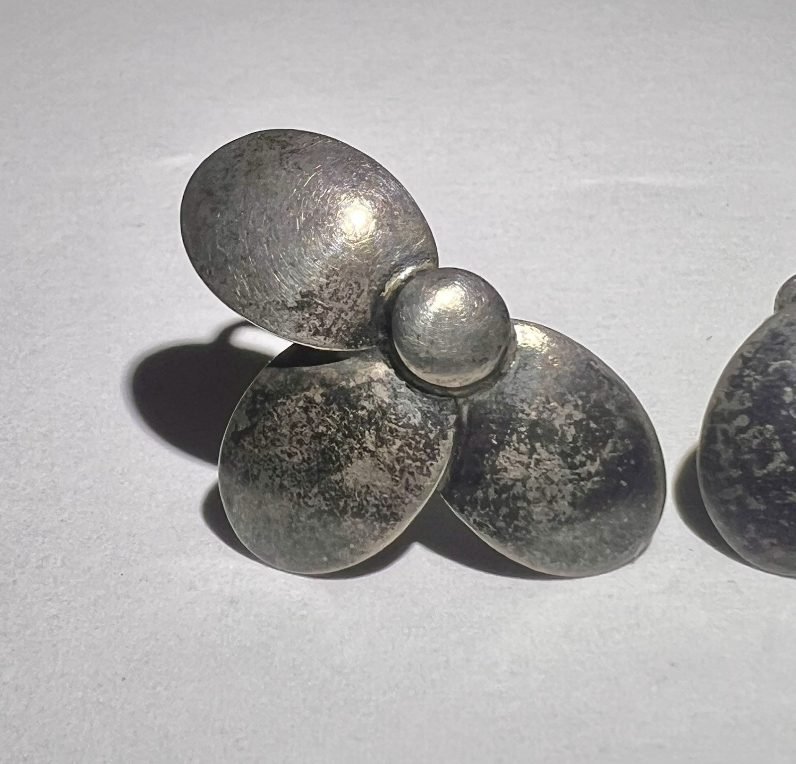 Vintage Sterling Silver CALLA LILY Flower Screw Back Earrings Modernist N.E ?