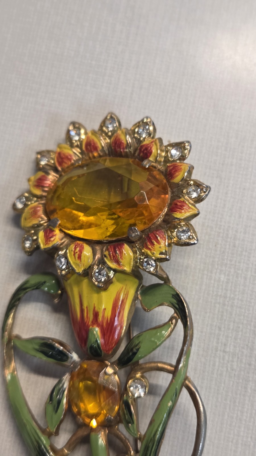 Vintage 1930s-1950s Large Sun Flower Brooch Pin