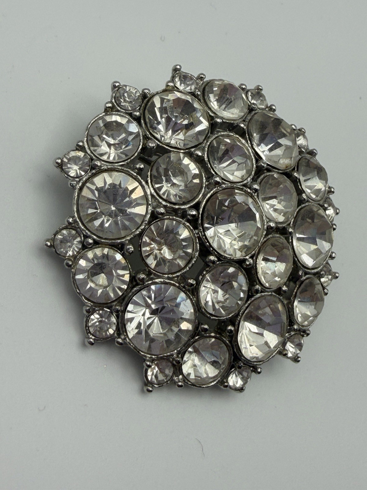 Monet Large Starburst Clear Rhinestone Brooch