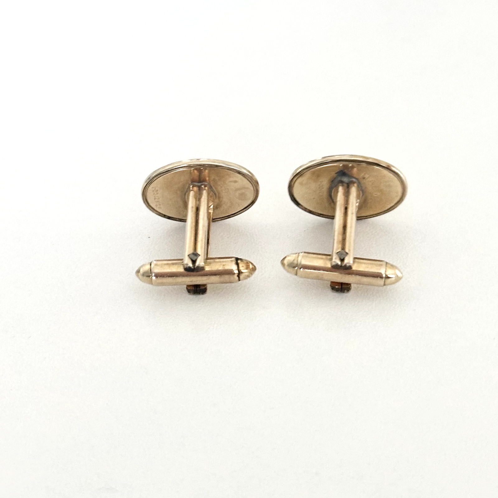 Vintage Hadley USA 12K Yellow Gold Filled Oval Bullet Back Cufflinks