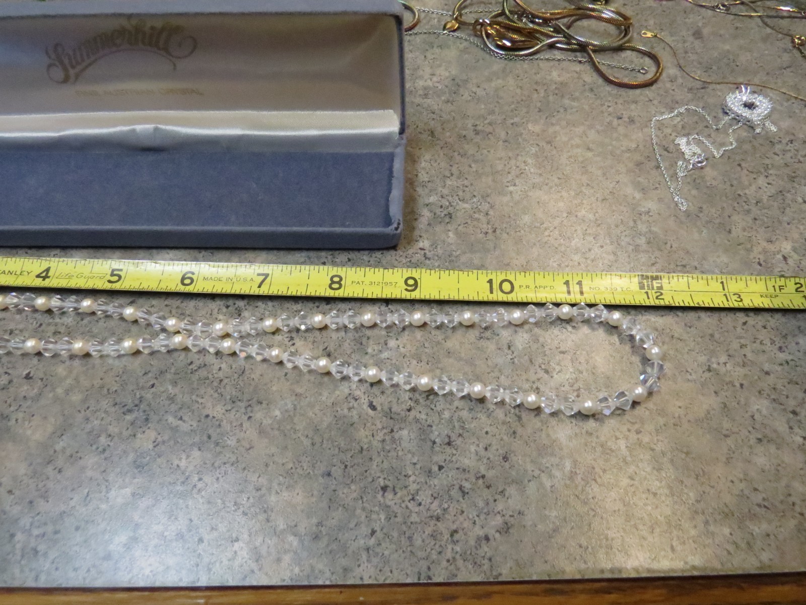 Vintage Austrian Crystal Necklace Clear 24″ Long USA