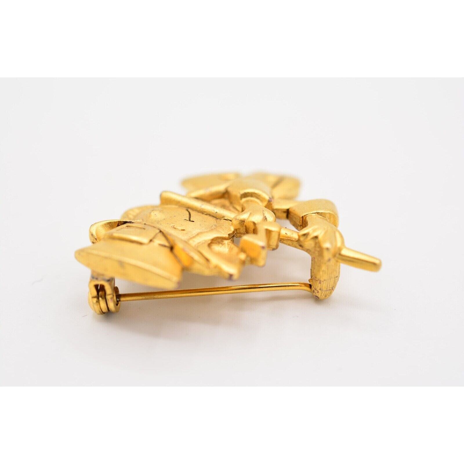 Vintage Lucky Leprechaun Pin Brooch Gold Flute St. Patrick’s Irish NOS 80s BinA6