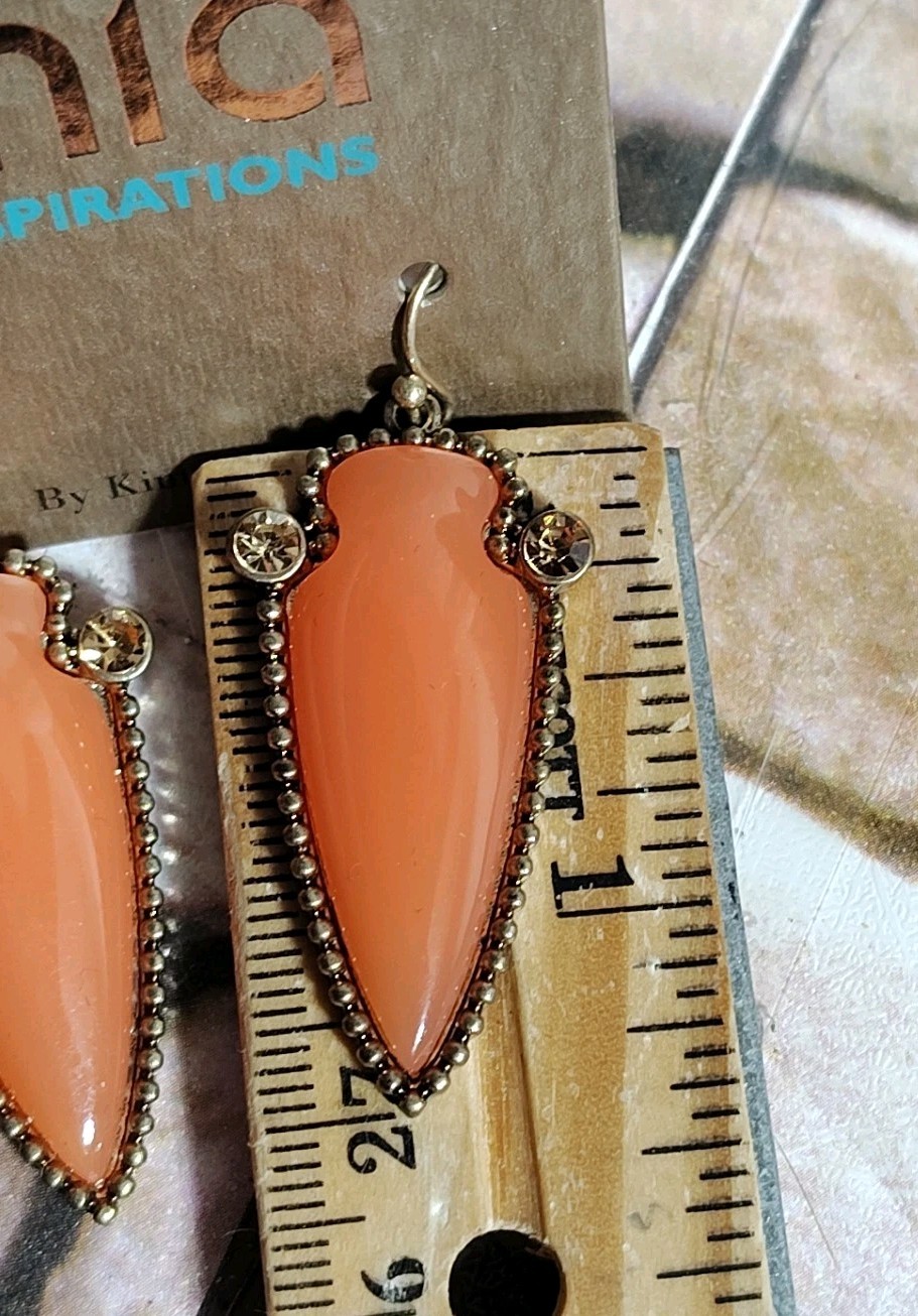 Vintage Dangle Earrings Orange Statement Boho Modernist Funky By Kim Min Sun