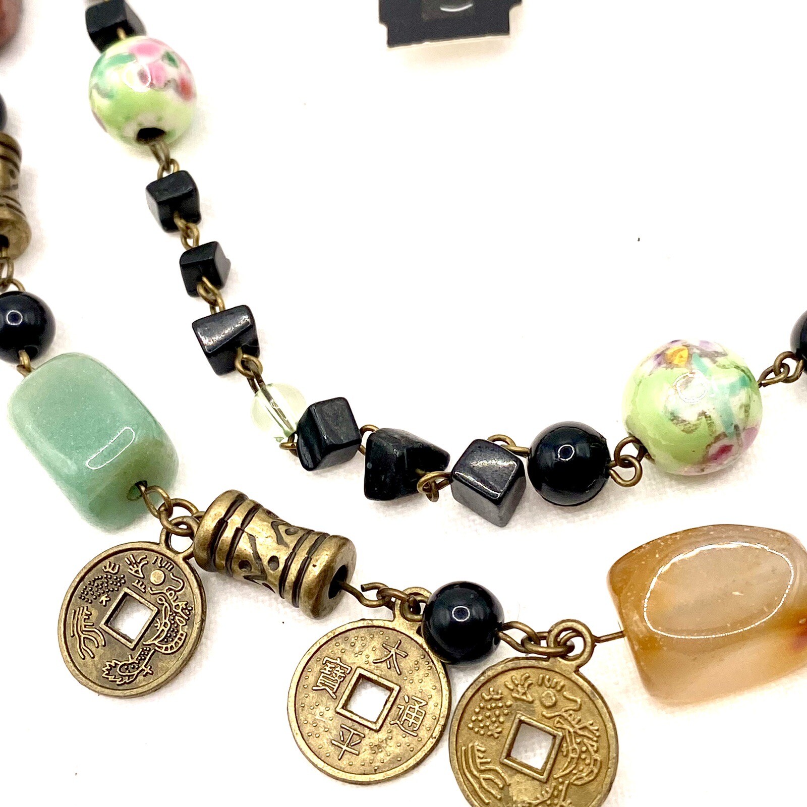 Vtg Relativity Necklace Choker Amethyst Tigers Eye Jade Rose Quartz Howlite G