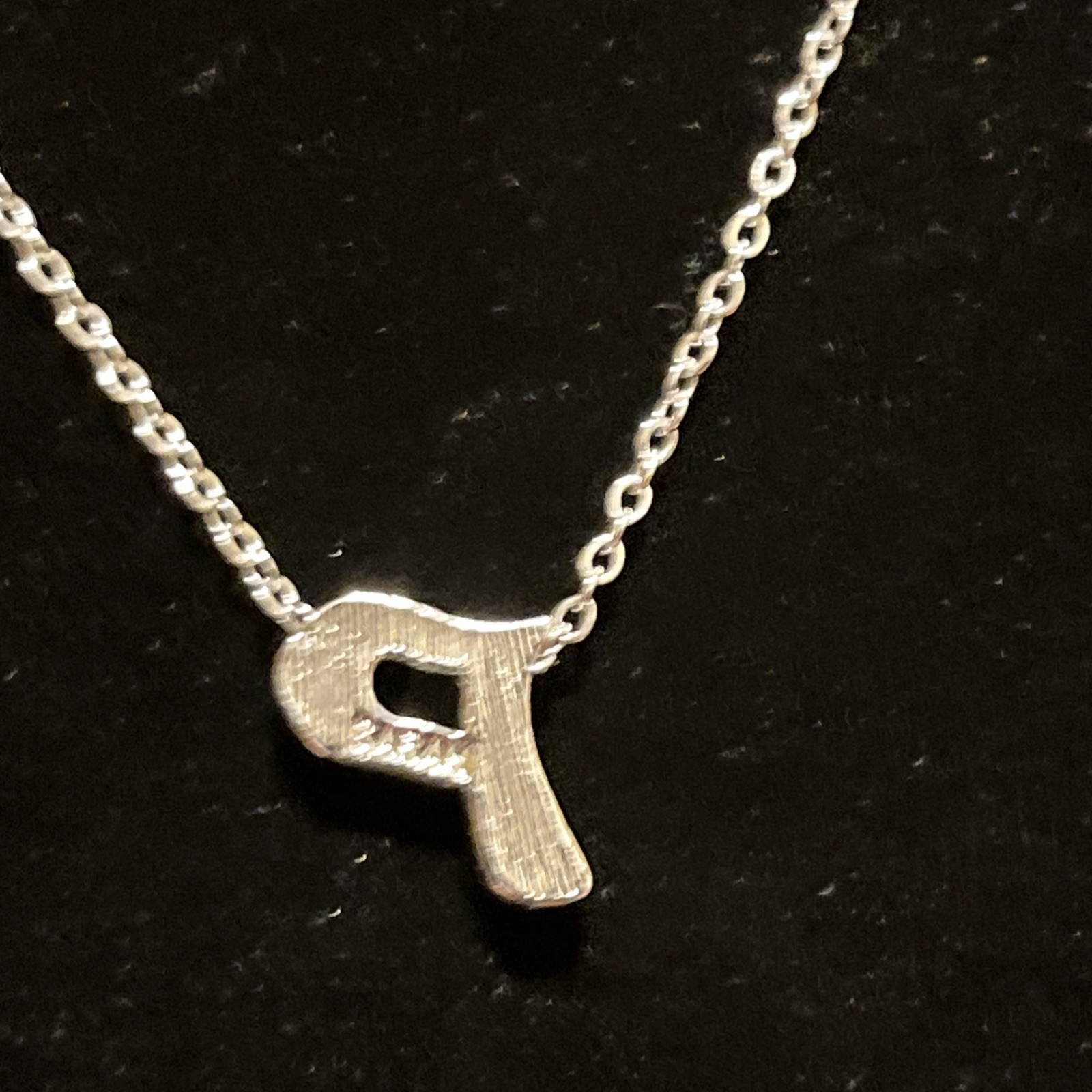 Vtg 70s SARAH COV Rhodium Plate Bubble Letter P School Days Slider Necklace NOS