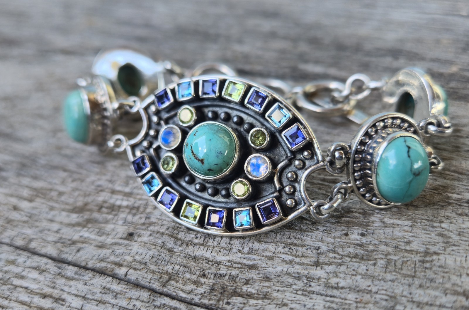 Nicky Butler LIMITED EDITION RAJ COLLECTION 925 Sterling Silver Bracelet 7.75″🩵