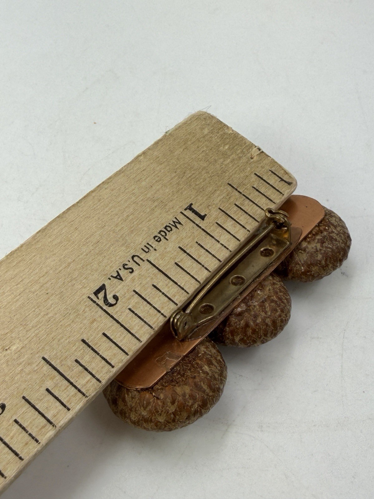 Vintage Brooch Art Deco Flower Wood Cork? Woodland Wonder LIghtweight