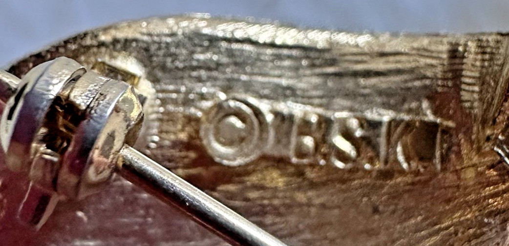 Vintage BSK Gold Tone Leaf Brooch Signed Textured Nature Pin