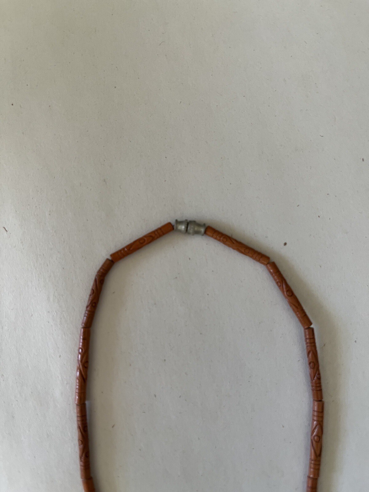 Vintage LEPS Green Ceramic Turtle Necklace Wood Beads Screw Clasp 17.5″