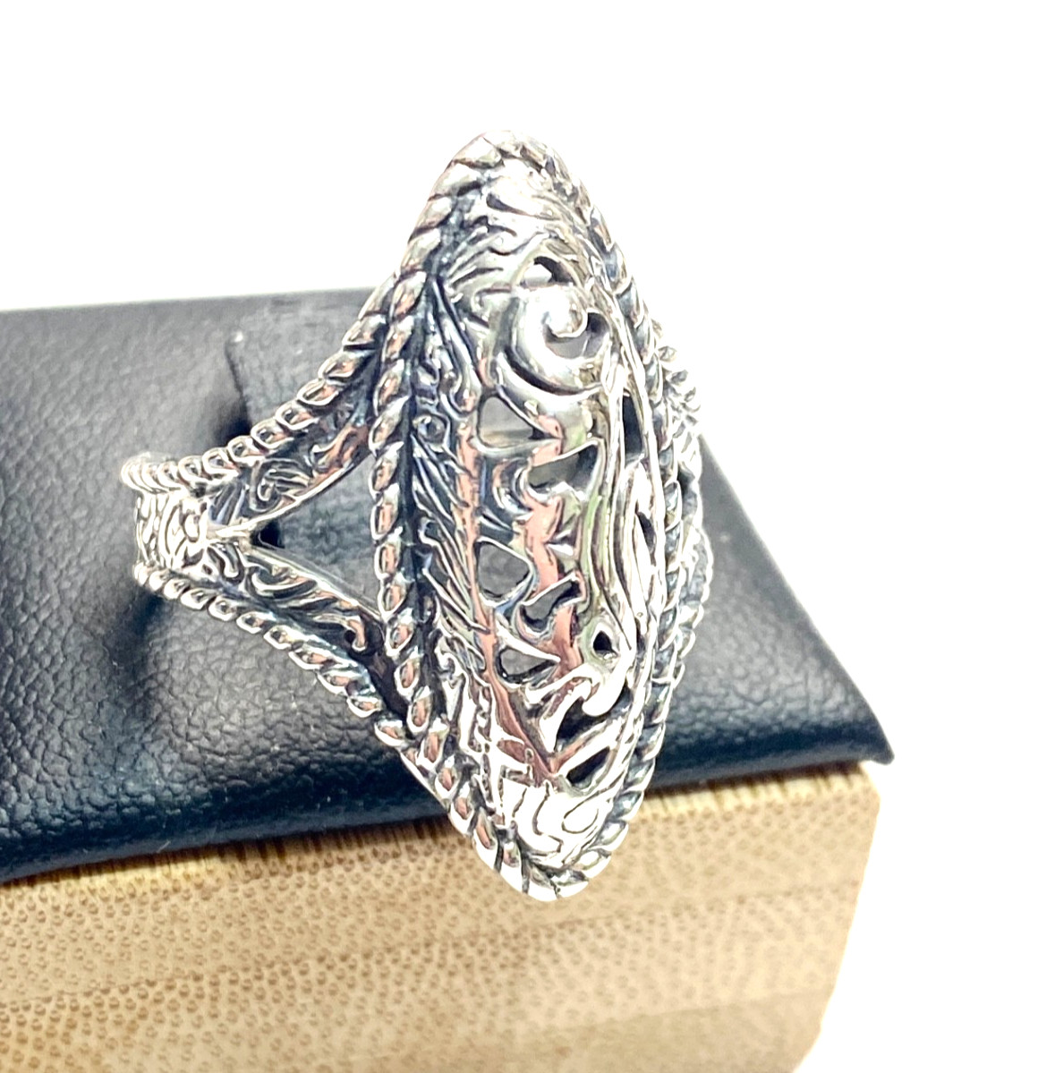 Vintage Sterling Silver Carolyn Pollack for Relios Shield Ring Size 9