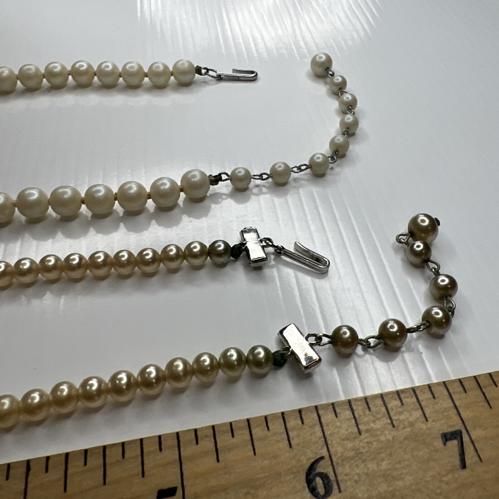 H3.26 Lot Silver Hook Clasp Choker 60s Glam Deco Vintage Flapper necklace 14”