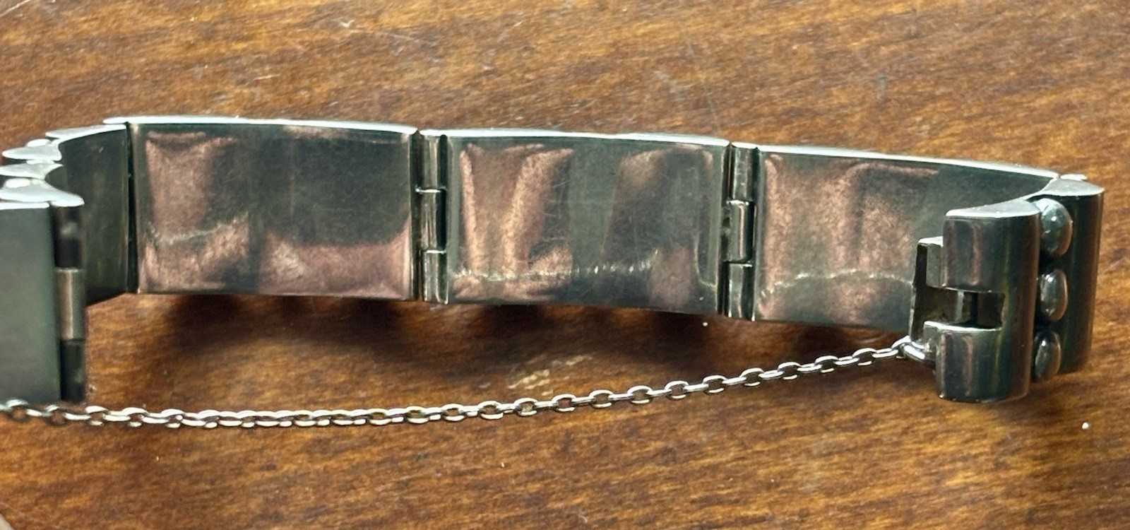 Vintage Higher Quality Taxco Bracelet W/Safety Chain ((Amazing Patina)) 7.25”