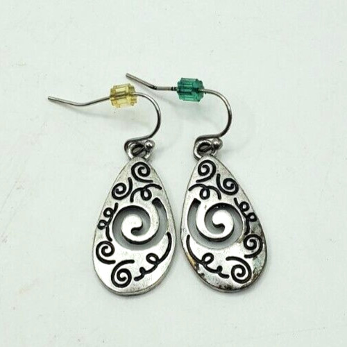 Stunning Lia Sophia Dangle Pierced Earrings Silver Tone BoHo